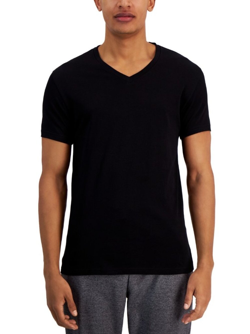 Alfani Men's Regular-Fit V-Neck Solid Undershirts, Pack of 4 Deep Black 2XL